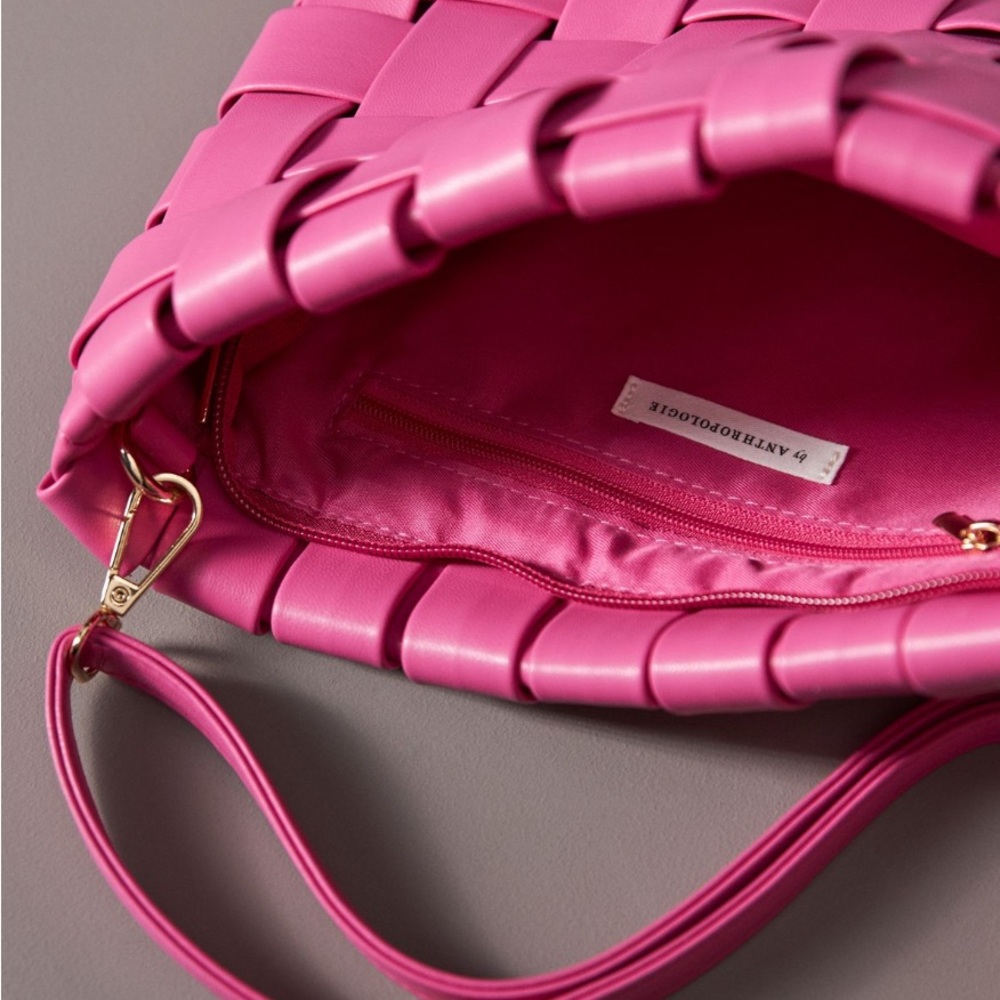 Anthropologie Fuchsia Woven clutch with strap - Picture 2 of 6